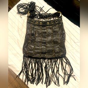 Black fringe purse by Junior Drake
